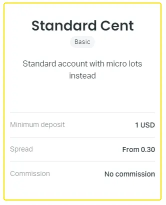 Exness 帐户类型 - 标准分交易帐户