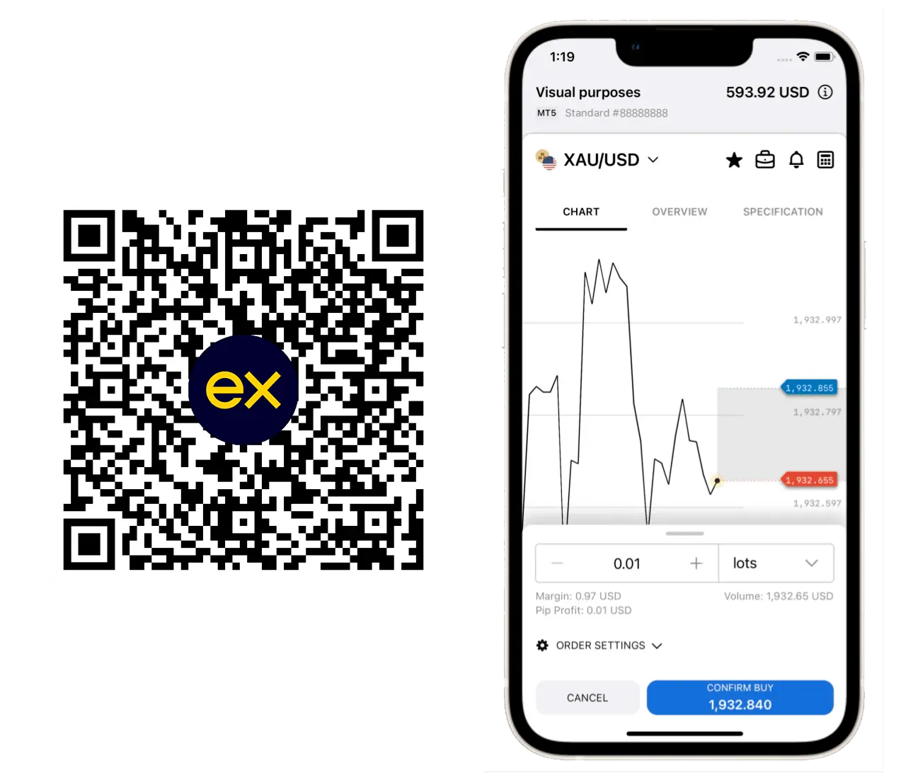 下载 Exness APK 应用程式的 QR 码
